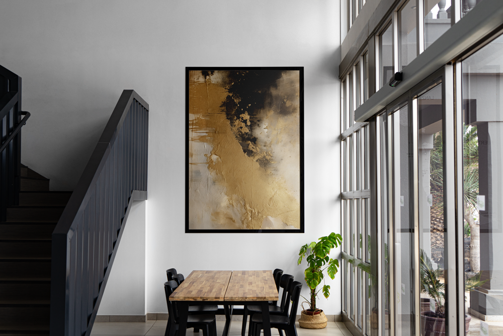 Canvas Tableau with wooden black frame SA06