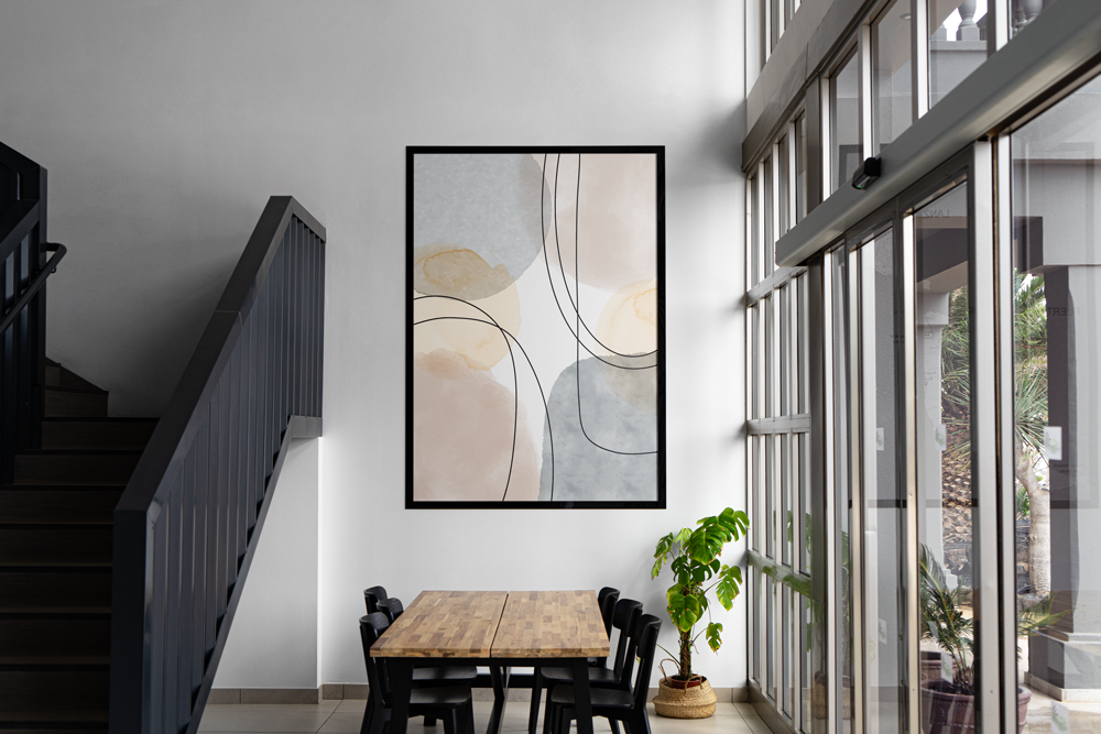 Canvas Tableau with wooden black frame SA04