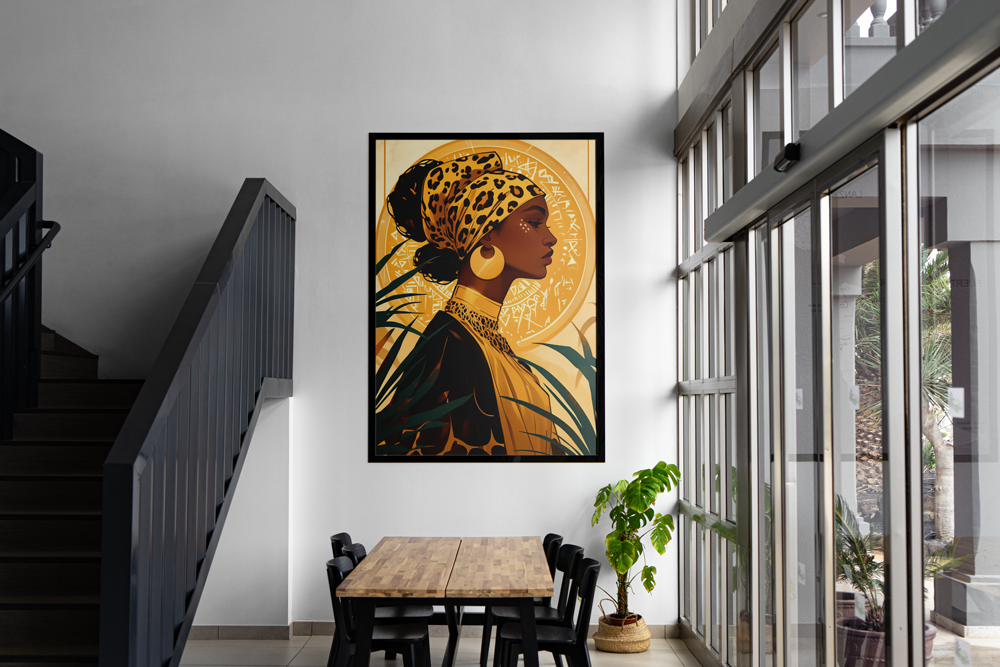 Canvas Tableau with wooden black frame SA02