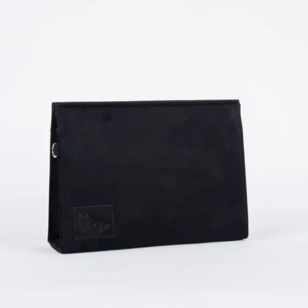 Black velvet clutch bag