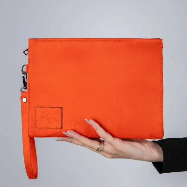 Orange Velvet clutch bag