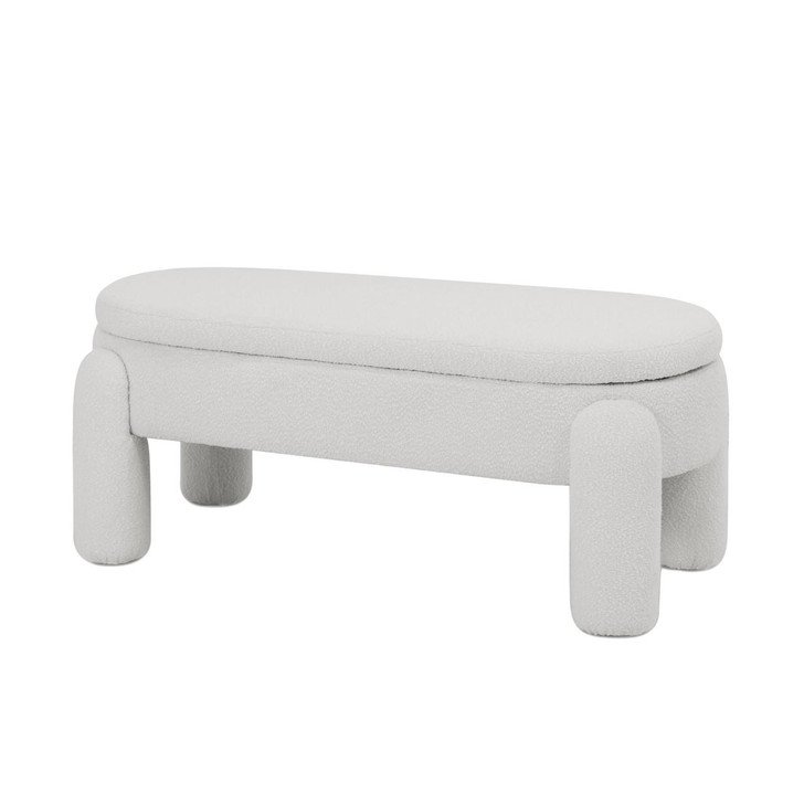 Bouclé Storage Bench - Modern Upholstered Ottoman Seat DE001