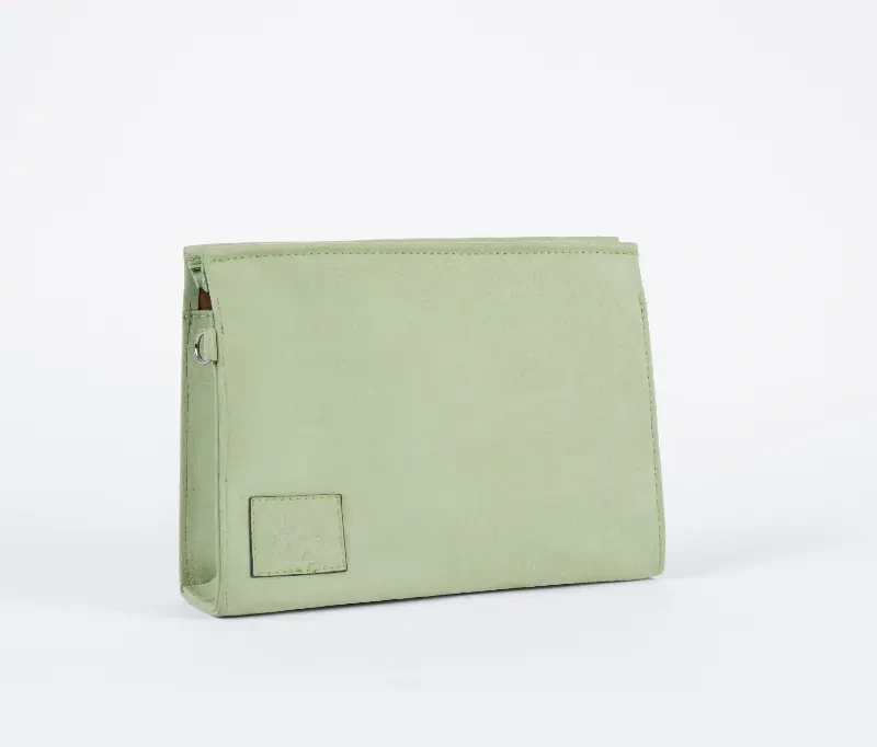 mint green velver clutch bag