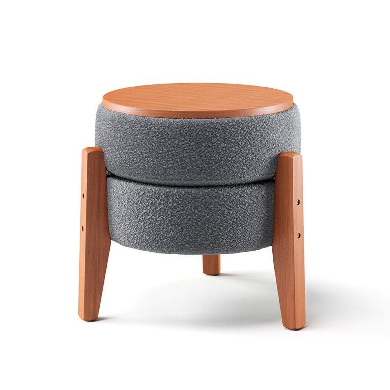 Grey Smart Modern Round Puff and table with storage DE006